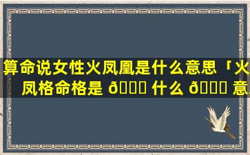 算命说女性火凤凰是什么意思「火凤格命格是 🍁 什么 🐘 意思」